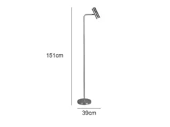 LED Stehlampe in Silber matt, Spot schwenkbar, Höhe 151cm