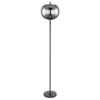 LED Stehlampe mit Rauchglas Lampenschirm Ø 30cm, Metall Schwarz
