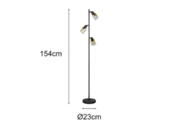 LED Stehlampe mit 3 schwenkbaren Glas Spots Amberfarbig, Höhe 154cm
