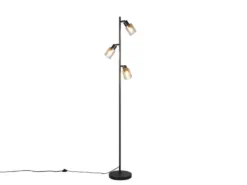 LED Stehlampe mit 3 schwenkbaren Glas Spots Amberfarbig, Höhe 154cm