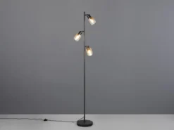 LED Stehlampe mit 3 schwenkbaren Glas Spots Amberfarbig, Höhe 154cm