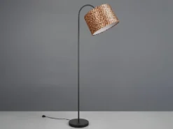 LED Stehlampe mit Stoffschirm Leopardenmuster, Höhe 156cm
