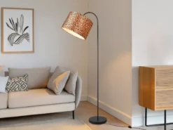 LED Stehlampe mit Stoffschirm Leopardenmuster, Höhe 156cm