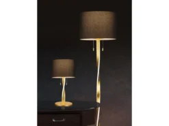 LED Stehlampe mit Stoffschirm Schwarz und beleuchtetem Gestell, Höhe 160cm