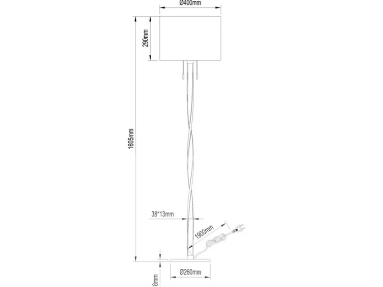 LED Stehlampe NANDOR mit Stoff Lampenschirm weiß und beleuchtetem Gestell, 160cm