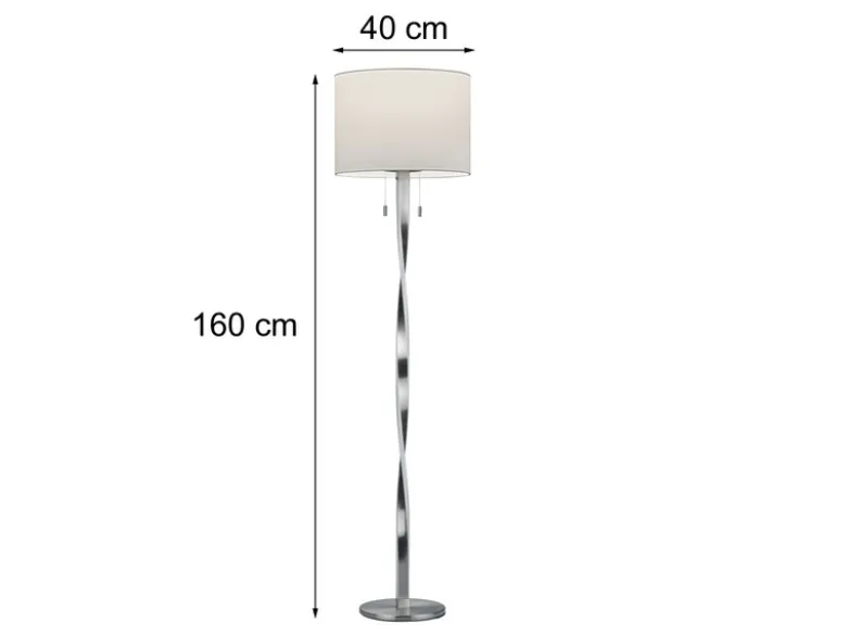 LED Stehlampe NANDOR mit Stoff Lampenschirm weiß und beleuchtetem Gestell, 160cm