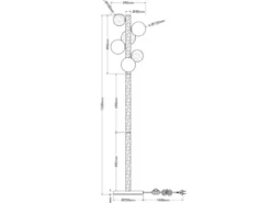 LED Stehleuchte aus Holz 6-flammig Glaskugeln Rauchglas & Bernstein, H: 150cm