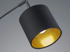LED Stehleuchte 5 flammig Metall Stoffschirm Schwarz/Gold, Höhe 200cm