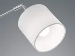 LED Stehleuchte 5 flammig Metall Silber Stoffschirm Weiß, Höhe 200cm