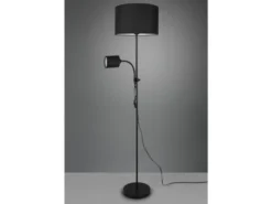 LED Stehleuchte Flexarm Leselicht Metall & Stoffschirme Schwarz Höhe 160cm