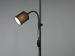 LED Stehleuchte Flexarm Leselicht Metall & Stoffschirme Schwarz Höhe 160cm