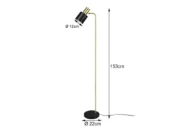 LED Stehleuchte Gold & Metallschirm Schwarz Höhe 154cm