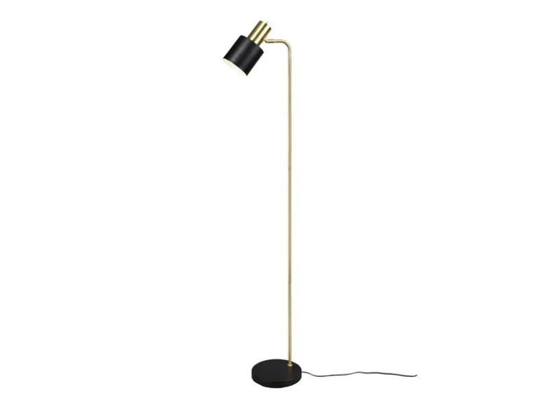 LED Stehleuchte Gold & Metallschirm Schwarz Höhe 154cm