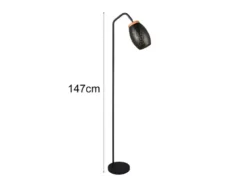 LED Stehleuchte in Schwarz/Gold mit ausgefallenem Stanzmuster, Höhe 147cm