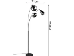 LED Stehleuchte Lampenschirm Glas Chrom bedampft, Höhe 200cm