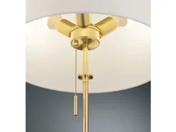 LED Stehleuchte Messing mit Stoffschirm Weiß, höhenverstellbar 138 - 180cm