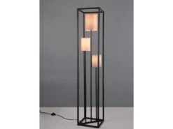 LED Stehleuchte Metall mit drei Stoffschirmen, Höhe 153cm