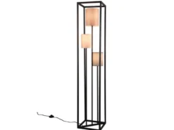 LED Stehleuchte Metall mit drei Stoffschirmen, Höhe 153cm