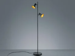 LED Stehleuchte Metall Schwarz/Gold 2 Spots schwenkbar - 144cm hoch