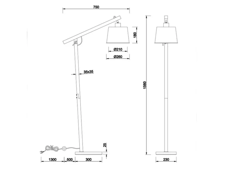 LED Stehleuchte mit Holz und Metall Lampenschirm Schwarz-Gold, Höhe 156cm