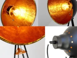 LED Stehleuchte mit schwenkbarem Schirm in Blättergoldoptik, Höhe 136cm