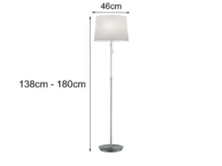 LED Stehleuchte Silber mit Stoffschirm Weiß, höhenverstellbar 138 - 180cm