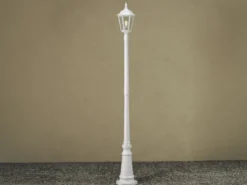 LED Straßenlaterne Aluminium Weiß, E27 Gartenlaterne 1-flammig, Höhe 210cm