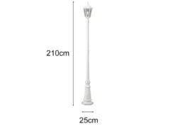 LED Straßenlaterne Aluminium Weiß, E27 Gartenlaterne 1-flammig, Höhe 210cm