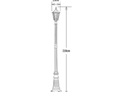 LED Straßenlaterne Aluminium Grün, E27 Gartenlaterne 1-flammig, Höhe 210cm
