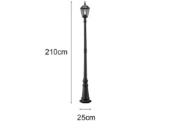 LED Straßenlaterne Aluminium Schwarz, E27 Gartenlaterne 1-flammig, Höhe 210cm