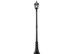 LED Straßenlaterne Aluminium Schwarz, E27 Gartenlaterne 1-flammig, Höhe 210cm