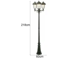 LED Straßenlaterne im Landhausstil, 3-flammig aus Aluminium Grün, Höhe 218cm