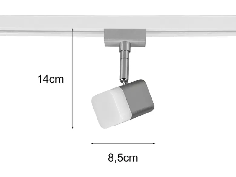 LED Strahler ROUBAIX Silber eckig für DUOline 2-Phasen Schienensystem