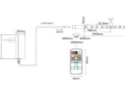 LED Streifen CHIP mit Fernbedienung & Dimmer, Lichtfarbe einstellbar - 5 Meter