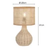 LED Tischlampe dimmbar aus Korbgeflecht, Höhe 37cm