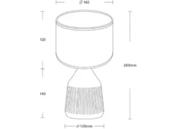 LED Tischlampe dimmbar, Keramikfuß Grün, Papierschirm geflochten, Höhe 26,5cm