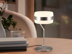 LED Tischlampe DIOS dimmbar, Lichttemperatur einstellbar, Silber, Höhe 30cm