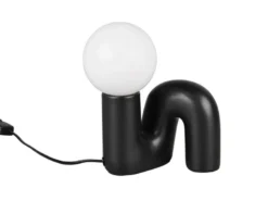 LED Tischlampe Keramik Schwarz, Glas Weiß, Höhe 21,5cm