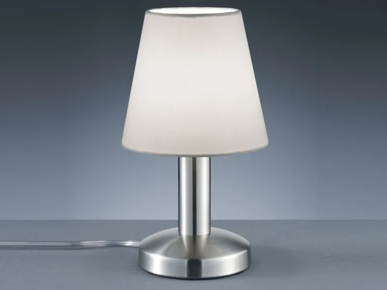 LED Tischlampe mit Stoff Lampenschirm Weiß & Touchfunktion dimmbar, Höhe 24cm