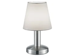 LED Tischlampe mit Stoff Lampenschirm Weiß & Touchfunktion dimmbar, Höhe 24cm