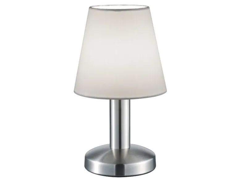 LED Tischlampe mit Stoff Lampenschirm Weiß & Touchfunktion dimmbar, Höhe 24cm