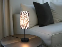 LED Tischlampe mit Stoffschirm Zebramuster, Höhe 36,5cm
