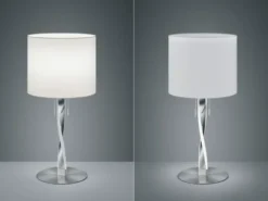 LED Tischlampe NANDOR mit Stoffschirm weiß und beleuchtetem Gestell, Höhe 62cm