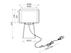 LED Tischleuchte aus Glas Bernsteinfarben mit Stoffschirm innen, Höhe 29cm