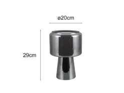 LED Tischleuchte aus Glas Silber Chrom mit Stoffschirm innen, Höhe 29cm