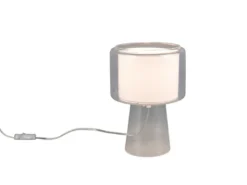 LED Tischleuchte aus Glas Transparent mit Stoffschirm innen, Höhe 29cm