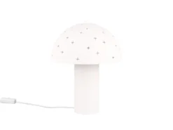 LED Tischleuchte aus Metall Weiß, Lampenschirm mit Dekorstanzung, Höhe 33 cm