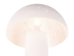 LED Tischleuchte aus Metall Weiß, Lampenschirm mit Dekorstanzung, Höhe 33 cm