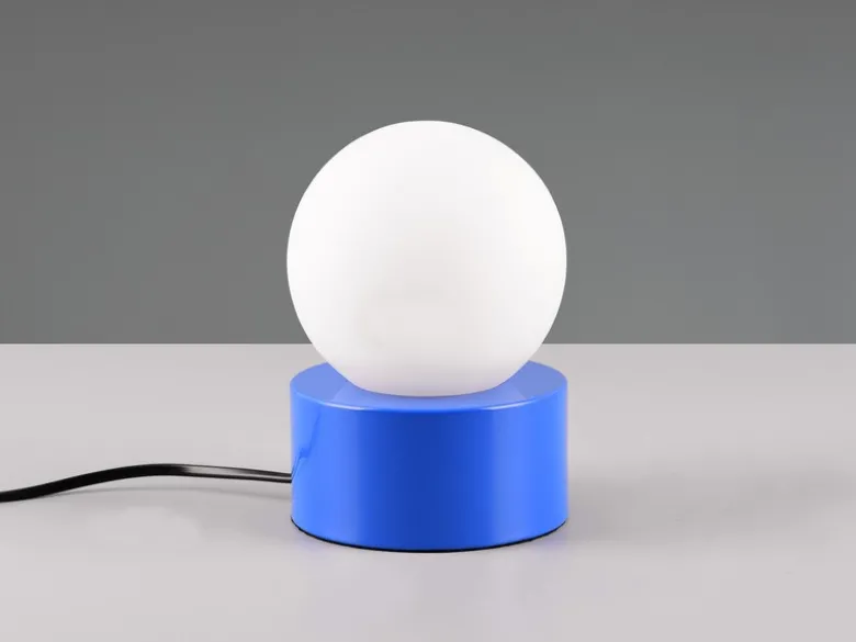 LED Tischleuchte Blau mit Touch-Funktion & Glaskugel Weiß, Höhe 17cm