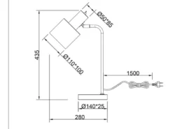 LED Tischleuchte Chrom & Metallschirm Grau Höhe 44cm